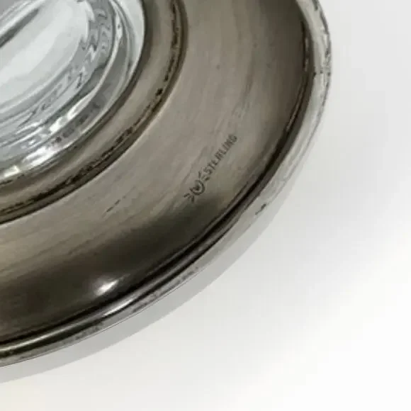 VTG Frank M Whiting Clear Glass Curved Candy Dish 925 Sterling Silver Base MCM - Picture 4 of 11